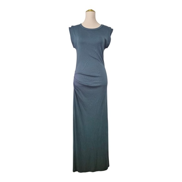 Michael Stars Dresses & Skirts - Michael Stars Calliope Extended Sleeve Maxi Dress Pebble Blue Ribbed Knit Size M